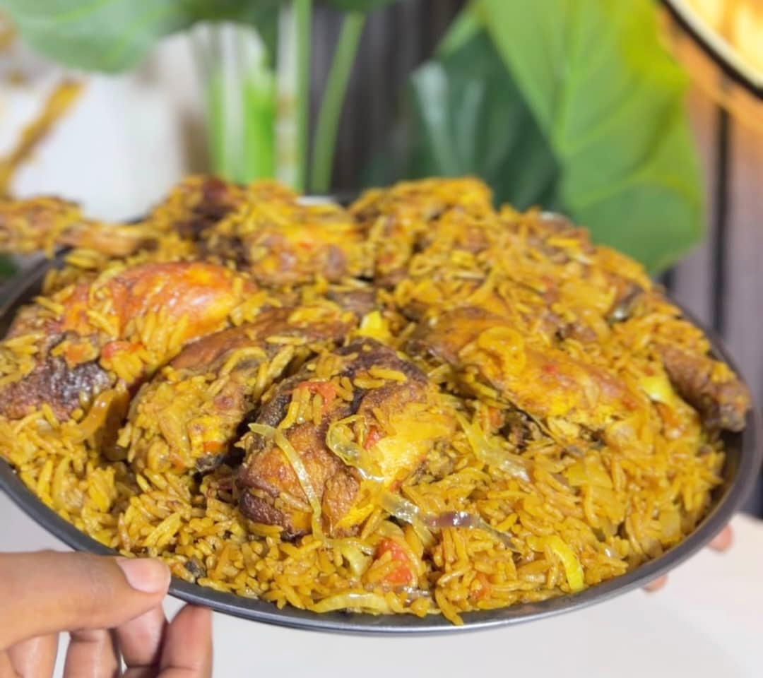 Pilau rice prepared with chicken